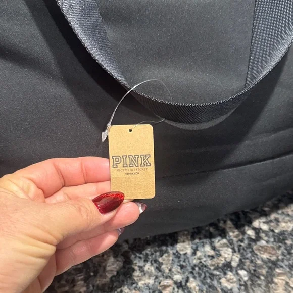 Quilted Black Tote Bag with Emblem by Pink - Picture 3 of 5